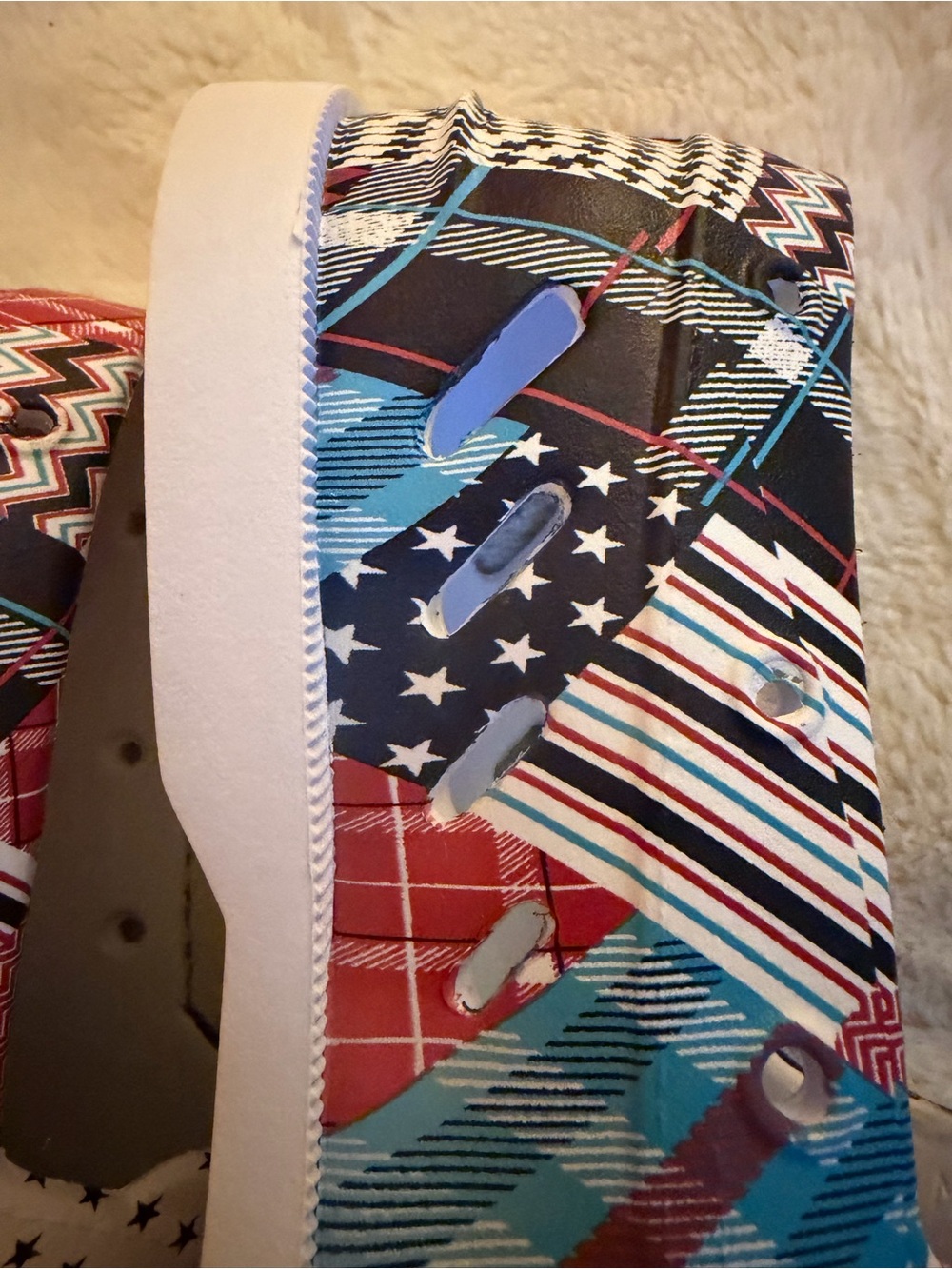 Sperry Patchwork Slip-On Sneakers in Red, Blue & Black - Picture 6 of 7